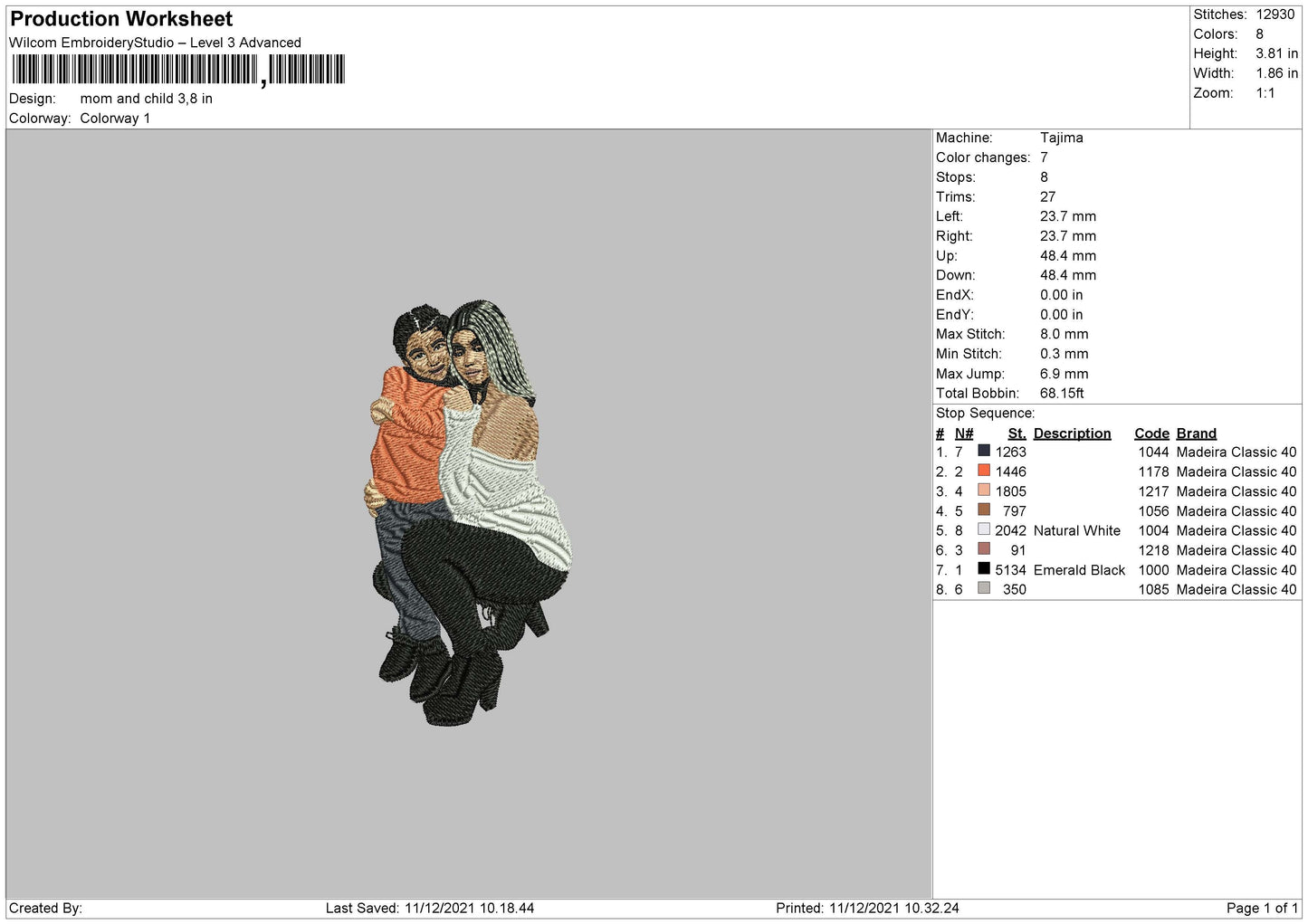 Mom And Child Embroidery File 4 size