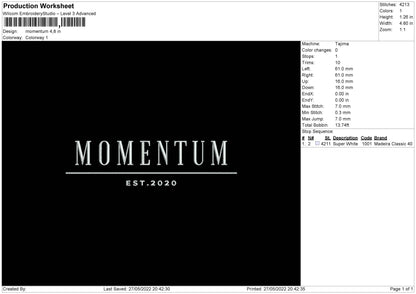 Momentum Embroidery File 4 size