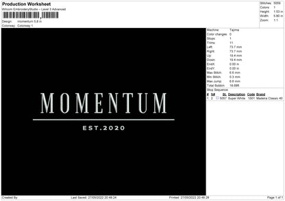 Momentum Embroidery File 4 size