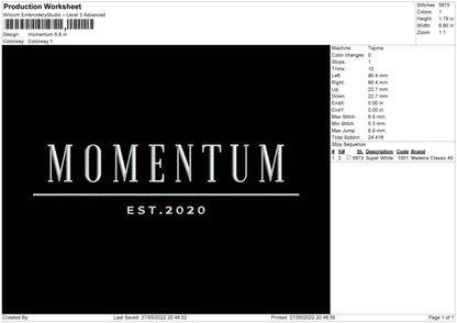 Momentum Embroidery File 4 size