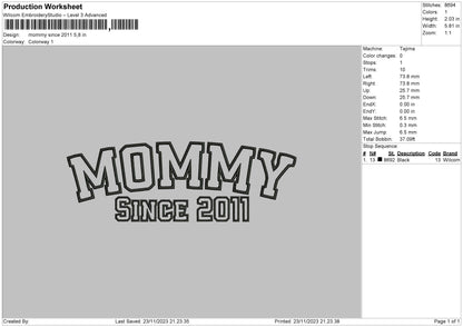 Mommy Text 2311 Embroidery File 6 sizes