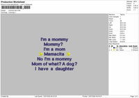 mommy text  Embroidery File Design