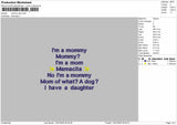 mommy text  Embroidery File Design