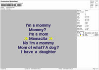 mommy text  Embroidery File Design