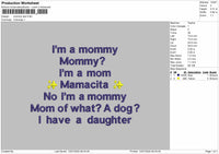 mommy text  Embroidery File Design