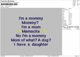 mommy text  Embroidery File Design