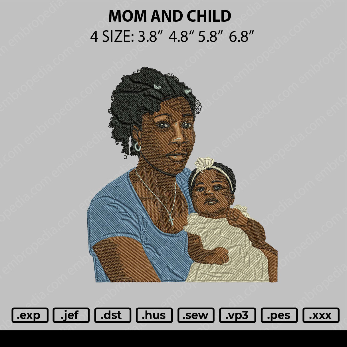 Mom And Child Embroidery File 4 size