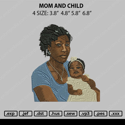 Mom And Child Embroidery File 4 size
