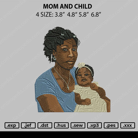 Mom And Child Embroidery File 4 size