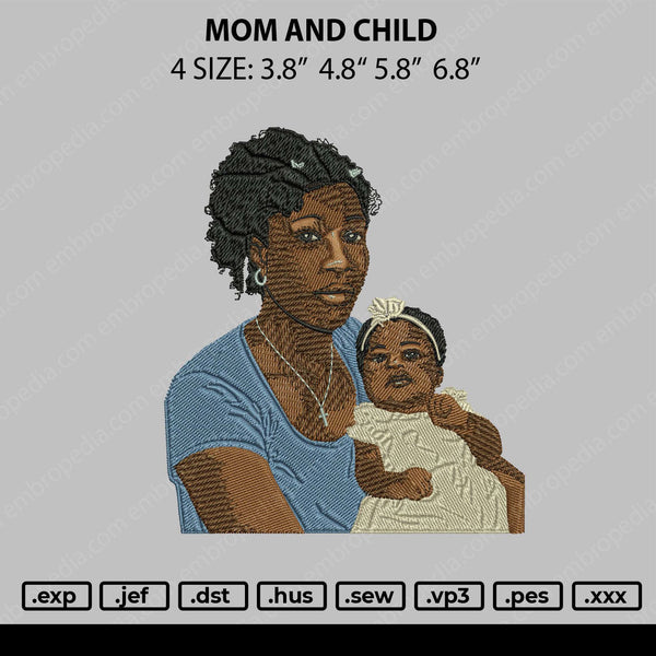 Mom And Child Embroidery File 4 size