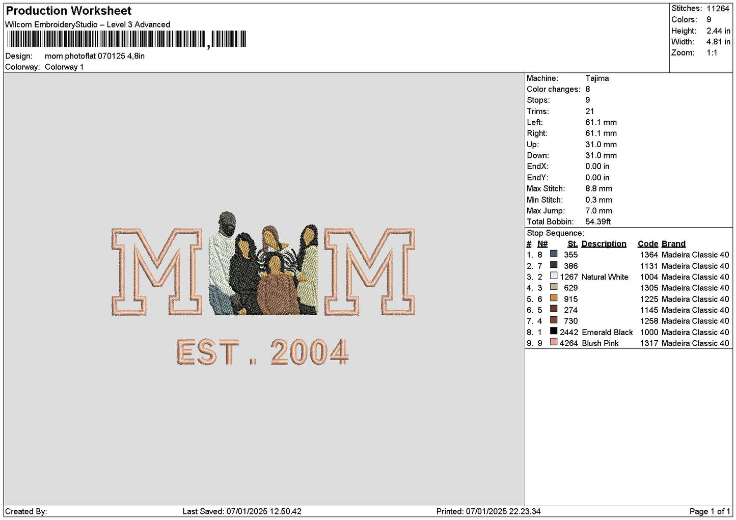 Photoflat 0701 Embroidery File 6 sizes