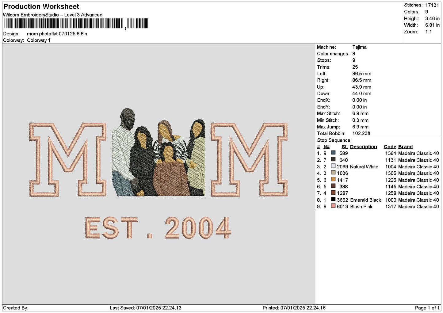 Photoflat 0701 Embroidery File 6 sizes
