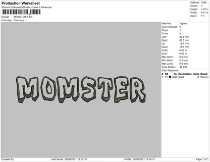 Momster Embroidery File 4 size