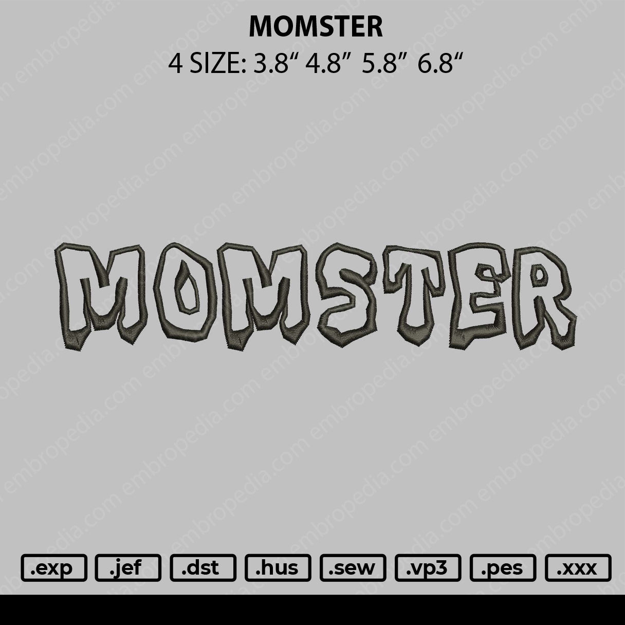 Momster Embroidery File 4 size