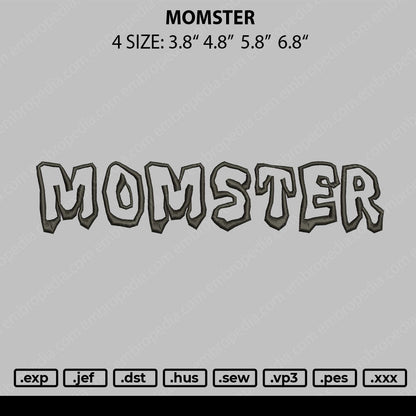 Momster Embroidery File 4 size