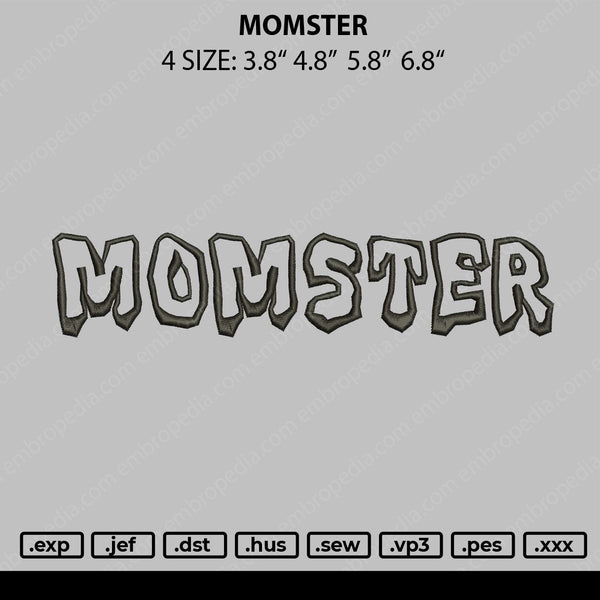 Momster Embroidery File 4 size