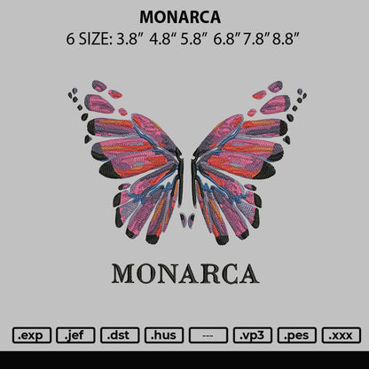 Monarca Embroidery File 6 sizes