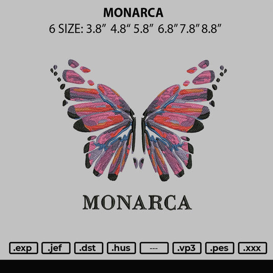 Monarca Embroidery File 6 sizes