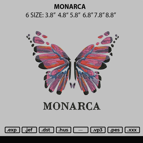 Monarca Embroidery File 6 sizes