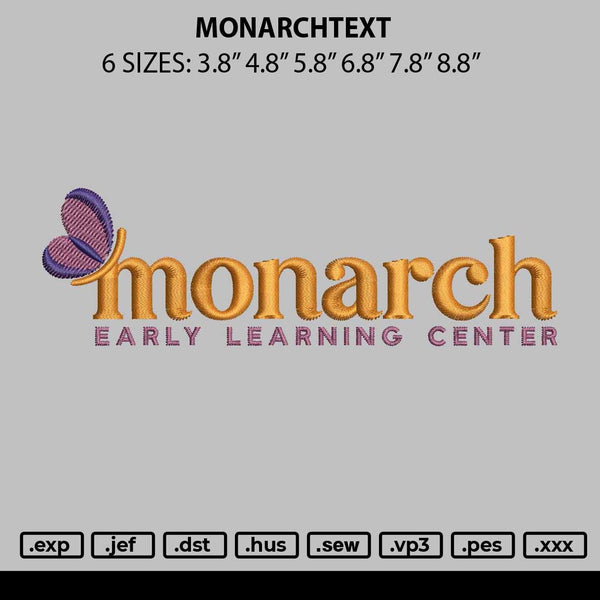 Monarchtext Embroidery File 6 sizes