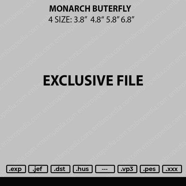 Monarch Butterfly Embroidery File 4 size