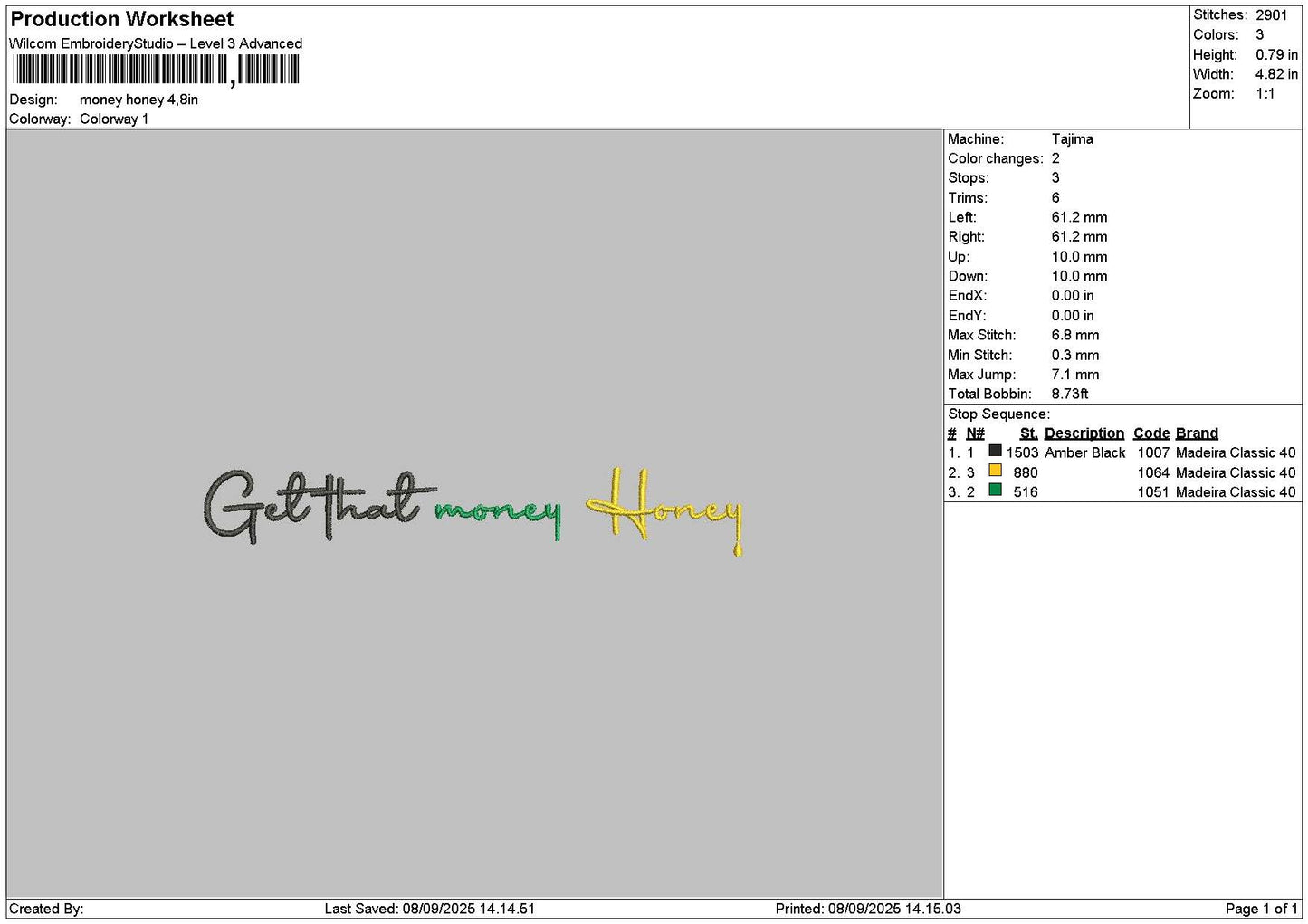 Honeytext 0809 Emboidery File 6 sizes