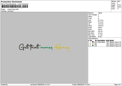 Honeytext 0809 Emboidery File 6 sizes