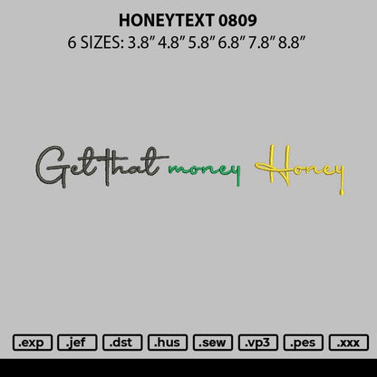 Honeytext 0809 Emboidery File 6 sizes