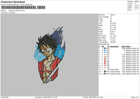 Monkey D Luffy Art Embroidery File 4 sizes