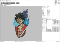 Monkey D Luffy Art Embroidery File 4 sizes
