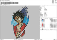 Monkey D Luffy Art Embroidery File 4 sizes