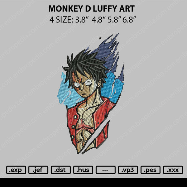 Monkey D Luffy Art Embroidery File 4 sizes