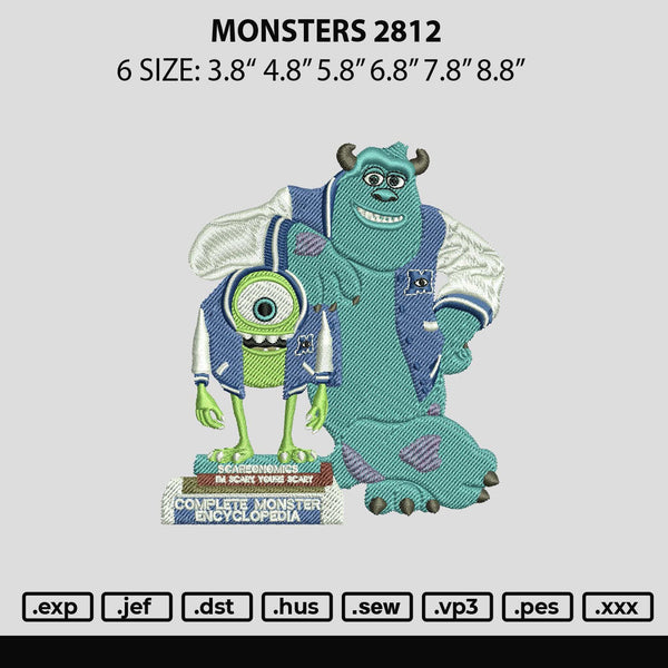 Monsters 2812 Embroidery File 6 sizes