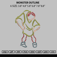 Monster Outline Embroidery File 6 sizes