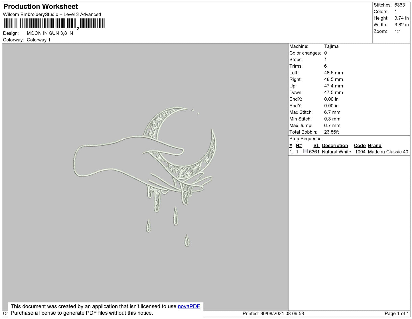 Moon In Sun Embroidery File 4 size
