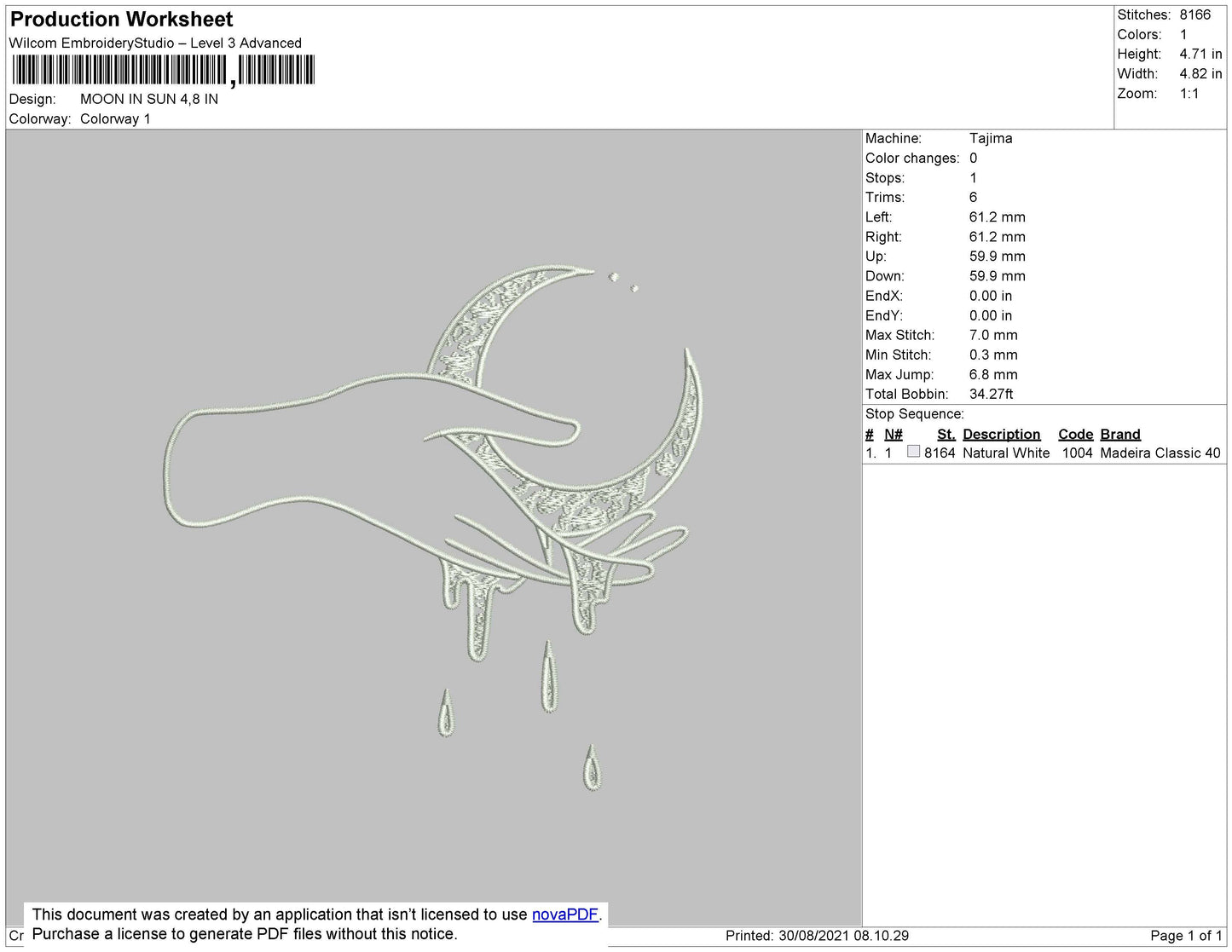 Moon In Sun Embroidery File 4 size
