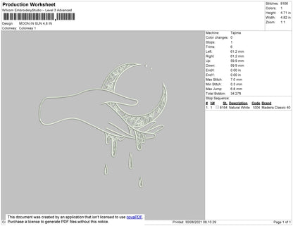 Moon In Sun Embroidery File 4 size