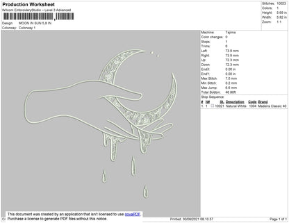 Moon In Sun Embroidery File 4 size