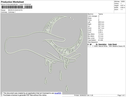 Moon In Sun Embroidery File 4 size