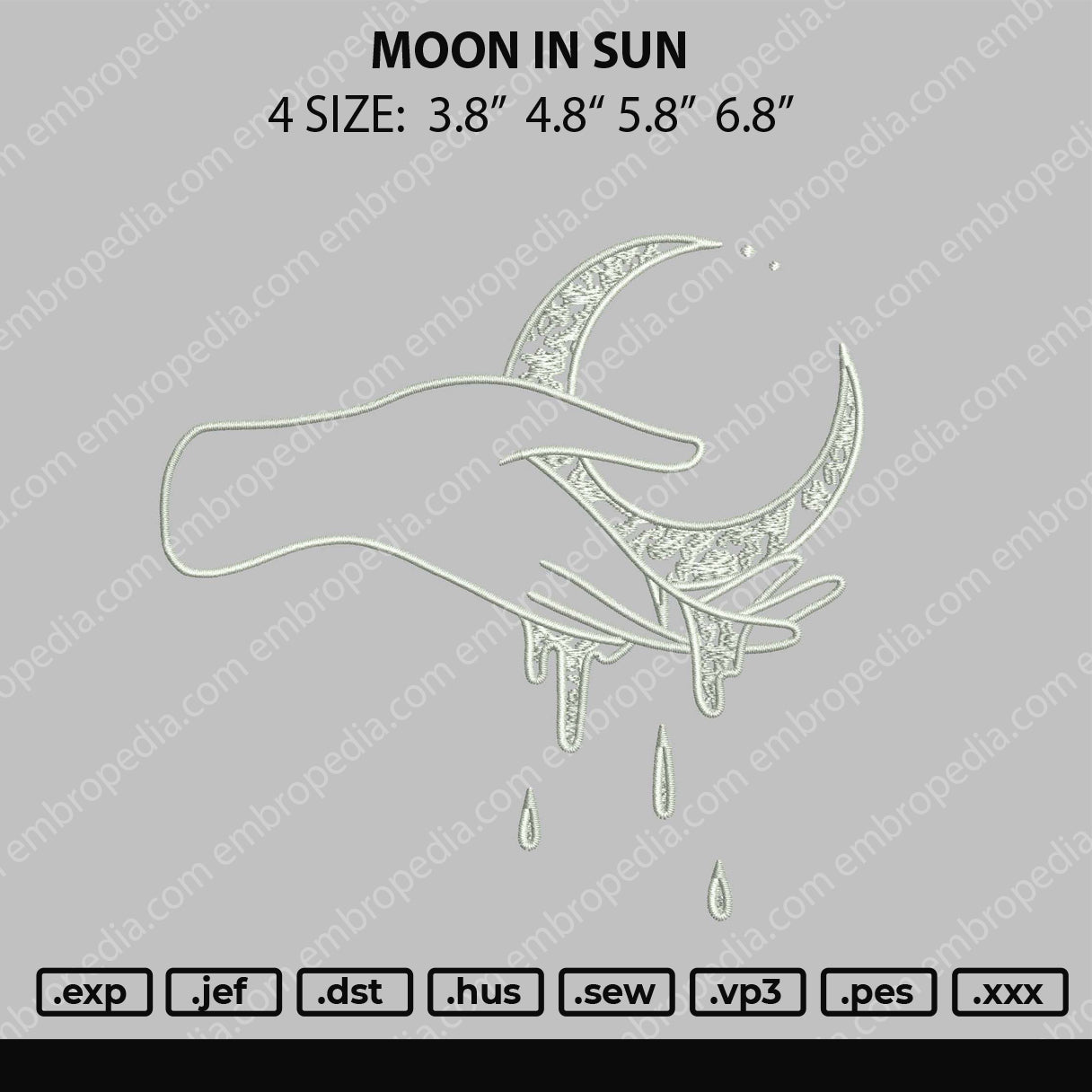 Moon In Sun Embroidery File 4 size