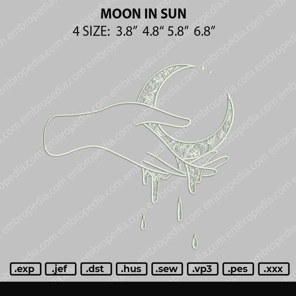 Moon In Sun Embroidery File 4 size