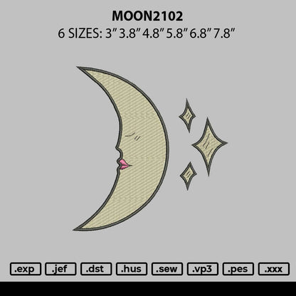 Moon2102 Embroidery File 6 sizes