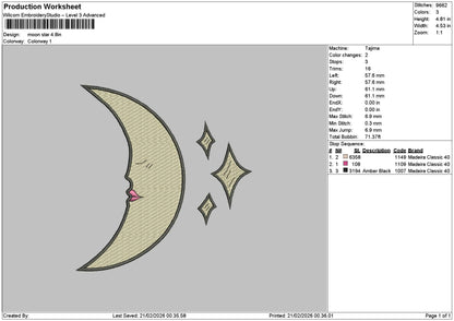 Moon2102 Embroidery File 6 sizes