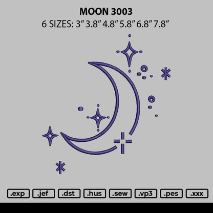 Moon 3003 Embroidery File 6 sizes
