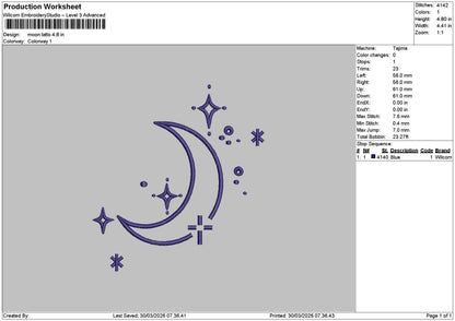 Moon 3003 Embroidery File 6 sizes