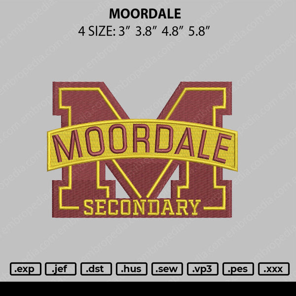 Moordale Embroidery File 4 size