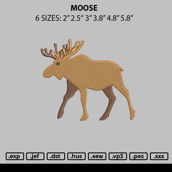 Moose Embroidery File 6 sizes