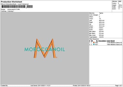 Morocctext Embroidery File 6 sizes