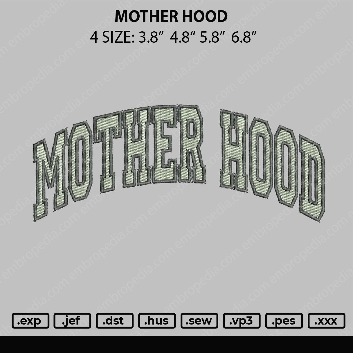Mother Hood Embroidery File 4 size