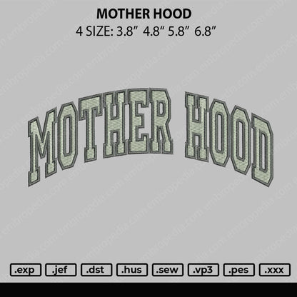 Mother Hood Embroidery File 4 size
